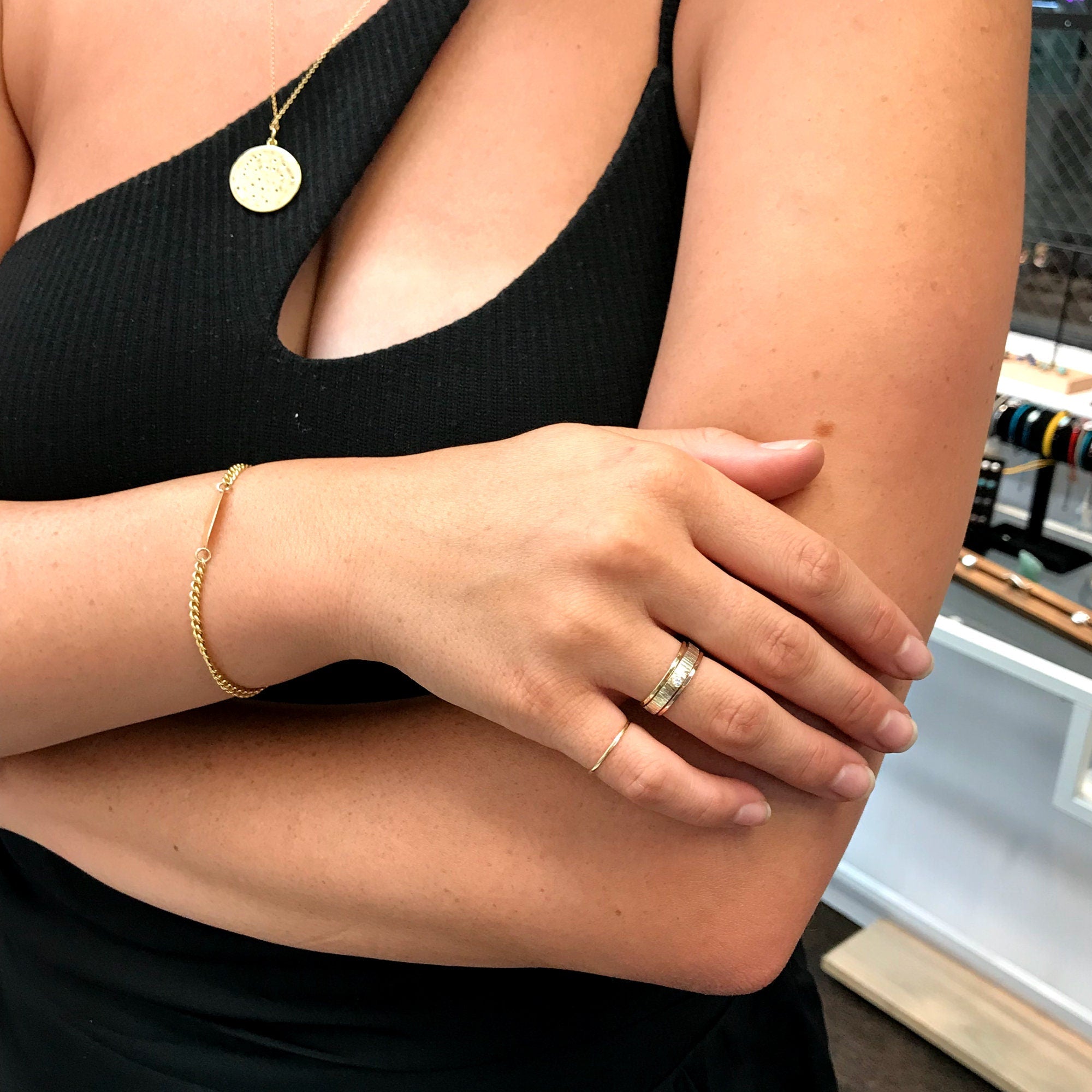 Silver, Gold and Rose Gold Set of 3 Ring with Diamond - Melt'm Jewelry