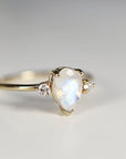 Pear Moonstone Ring with Diamonds