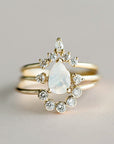 Pear Moonstone Ring with Diamonds