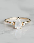 Pear Moonstone Ring with Diamonds