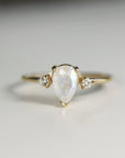 Pear Moonstone Ring with Diamonds