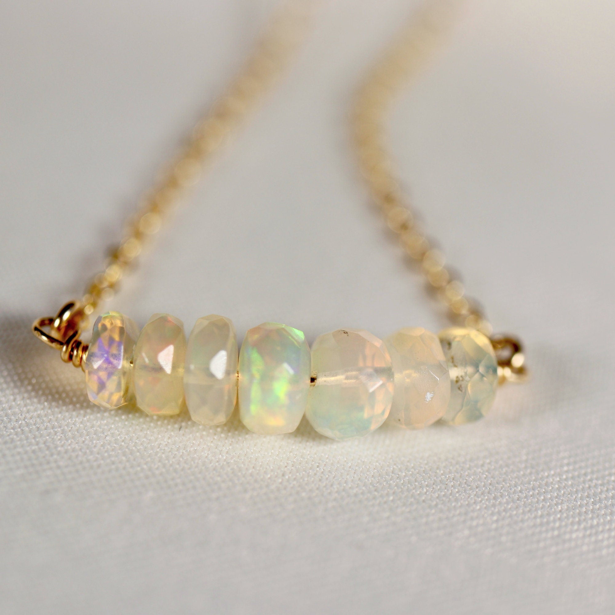 Genuine Welo Opal Bar Necklace - Melt'm Jewelry