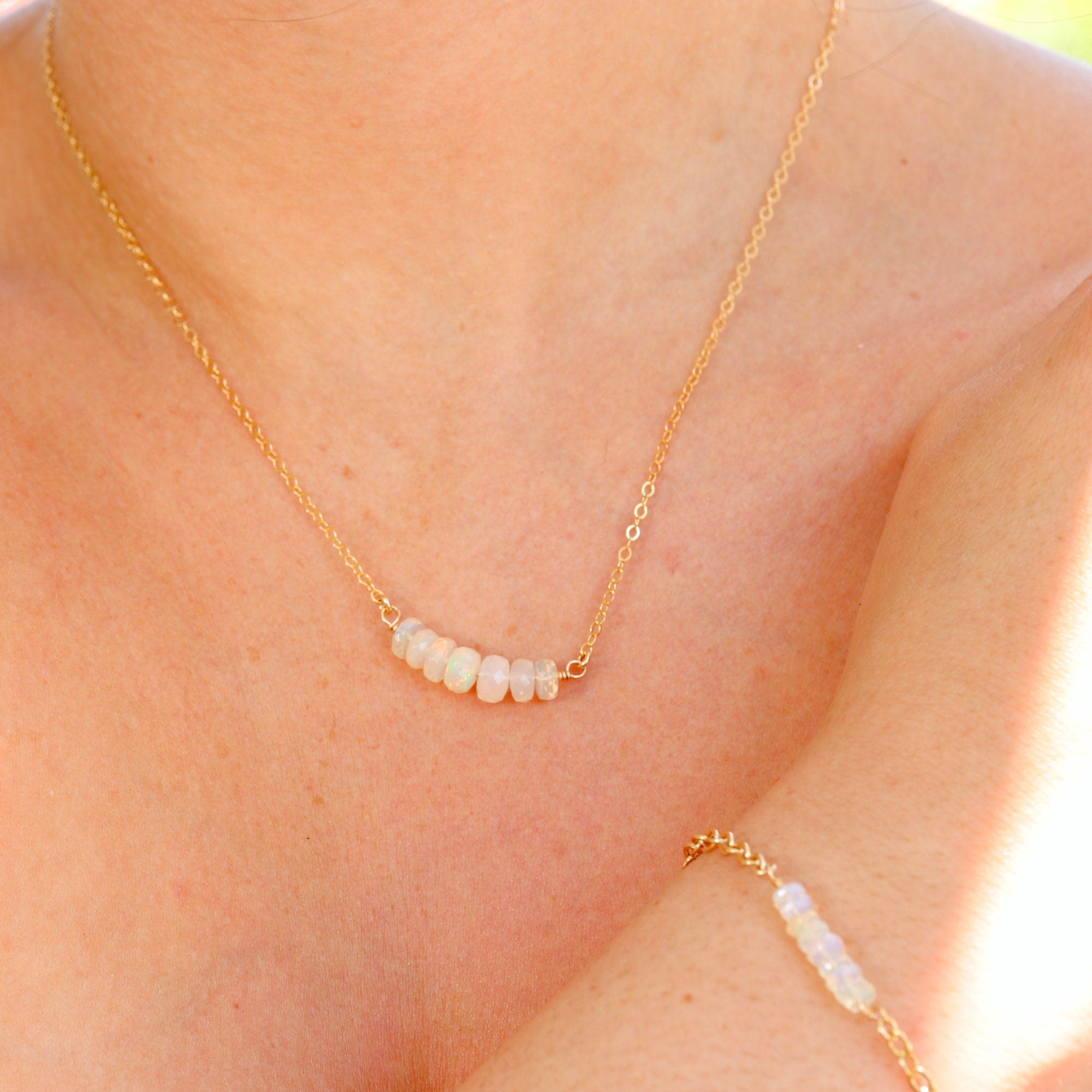 Genuine Welo Opal Bar Necklace - Melt'm Jewelry