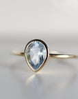 Pear Aquamarine Ring, Bezel Set 14k Gold Ring