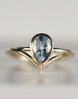 Pear Aquamarine Ring, Bezel Set 14k Gold Ring