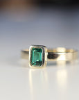Bezel Set Emerald Ring 14k Solid Gold - Melt'm Jewelry