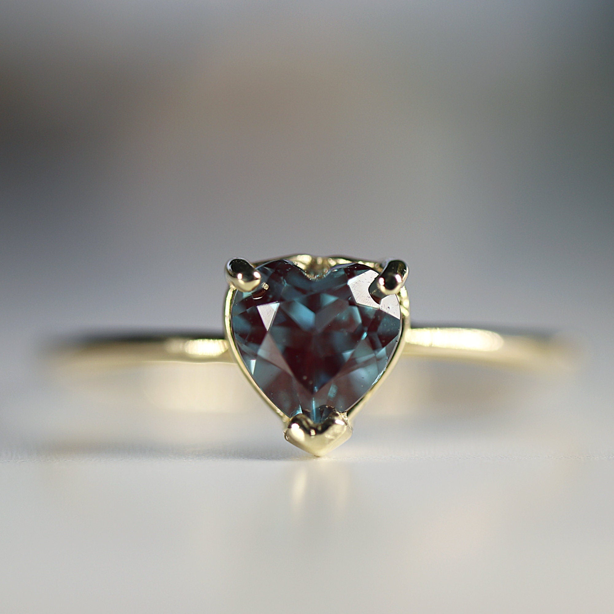 Heart Alexandrite Engagement Ring 14k Gold