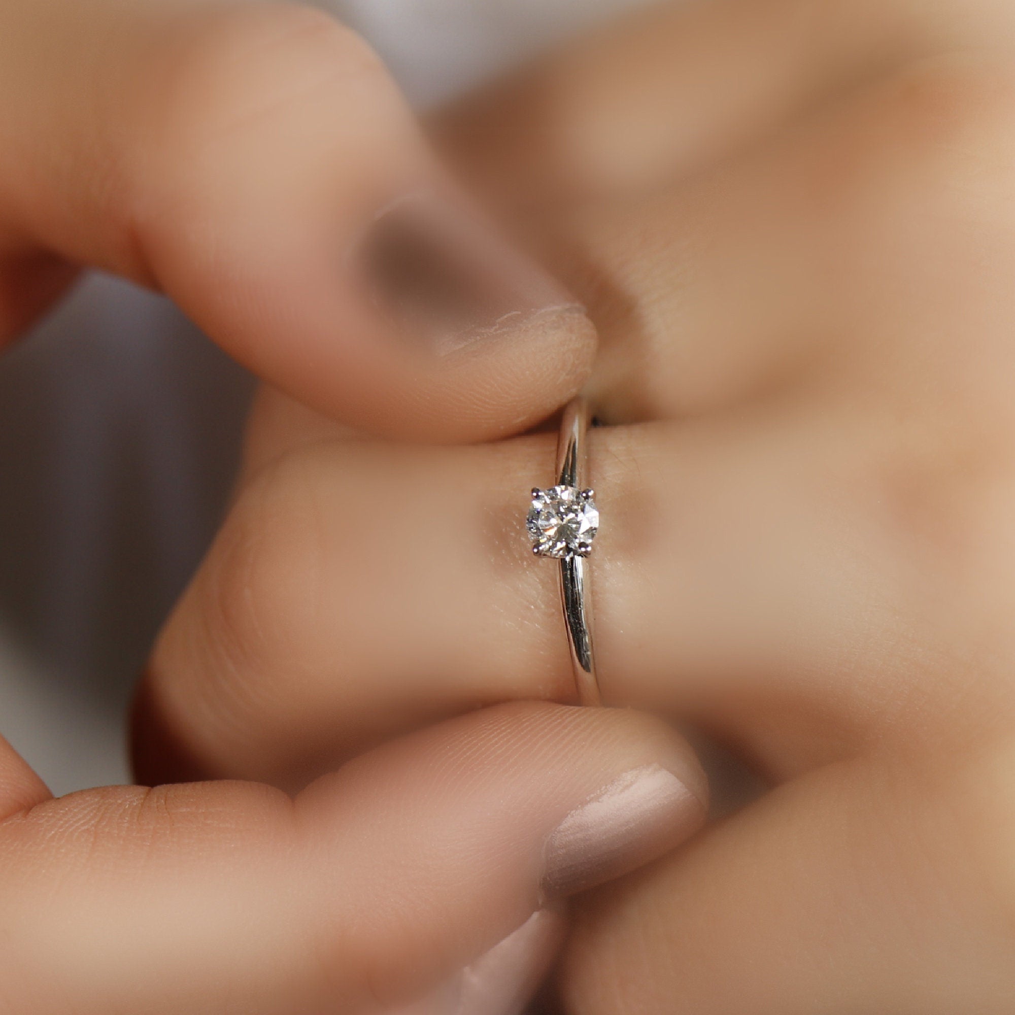0.25ct Diamond Solitaire Ring 14K Solid White Gold - Melt'm Jewelry