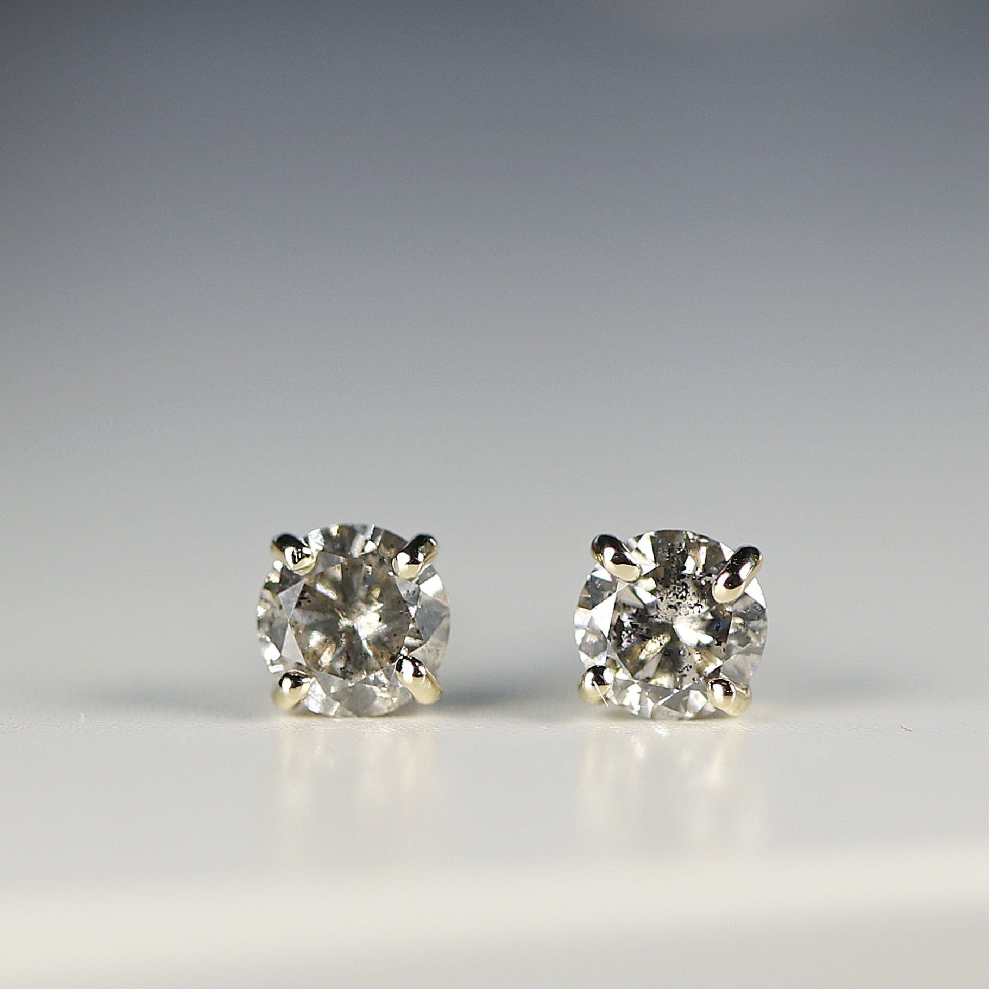 Grey Diamond Earrings 14k Gold - Melt'm Jewelry