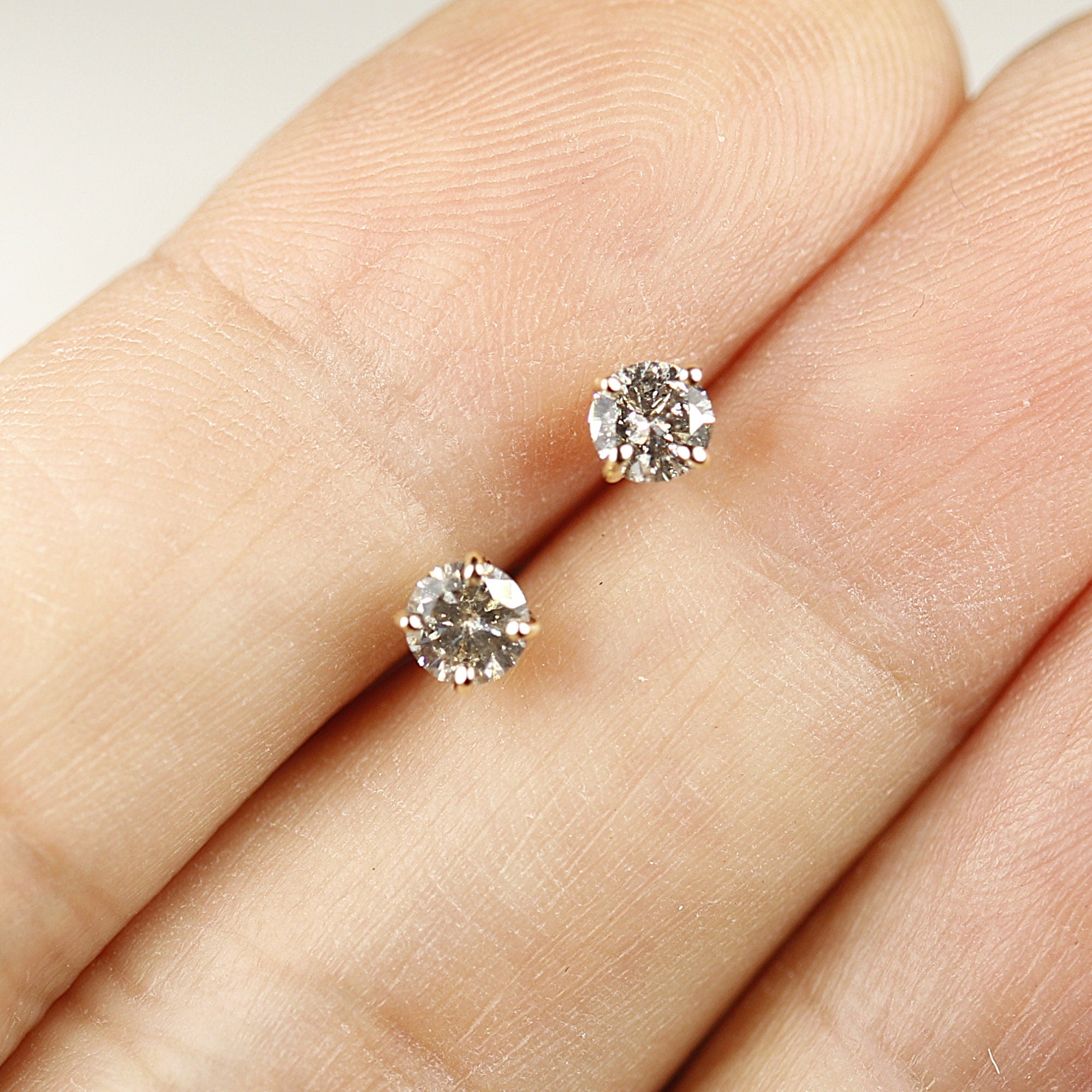Grey Diamond Earrings 14k Gold - Melt'm Jewelry