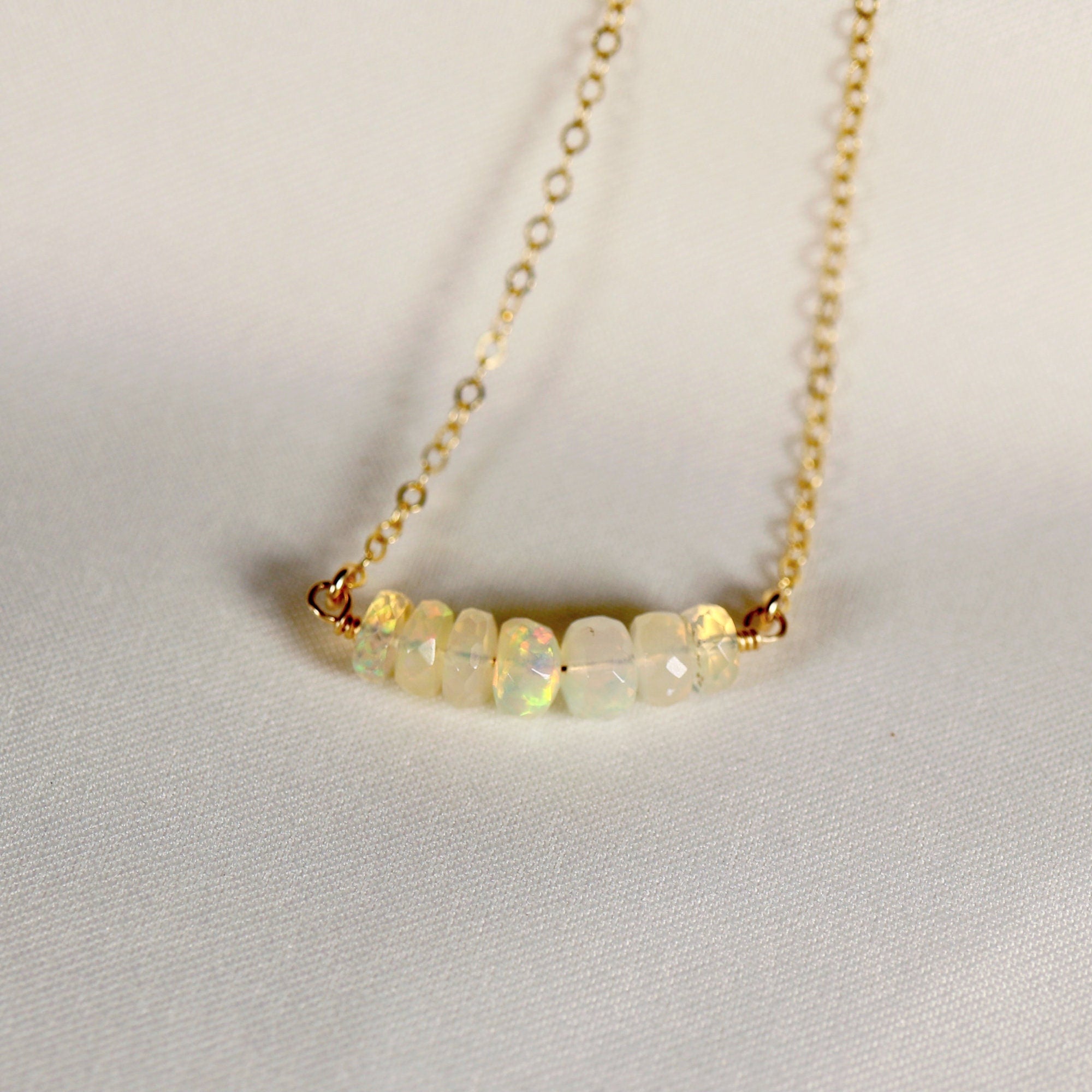 Genuine Welo Opal Bar Necklace - Melt'm Jewelry