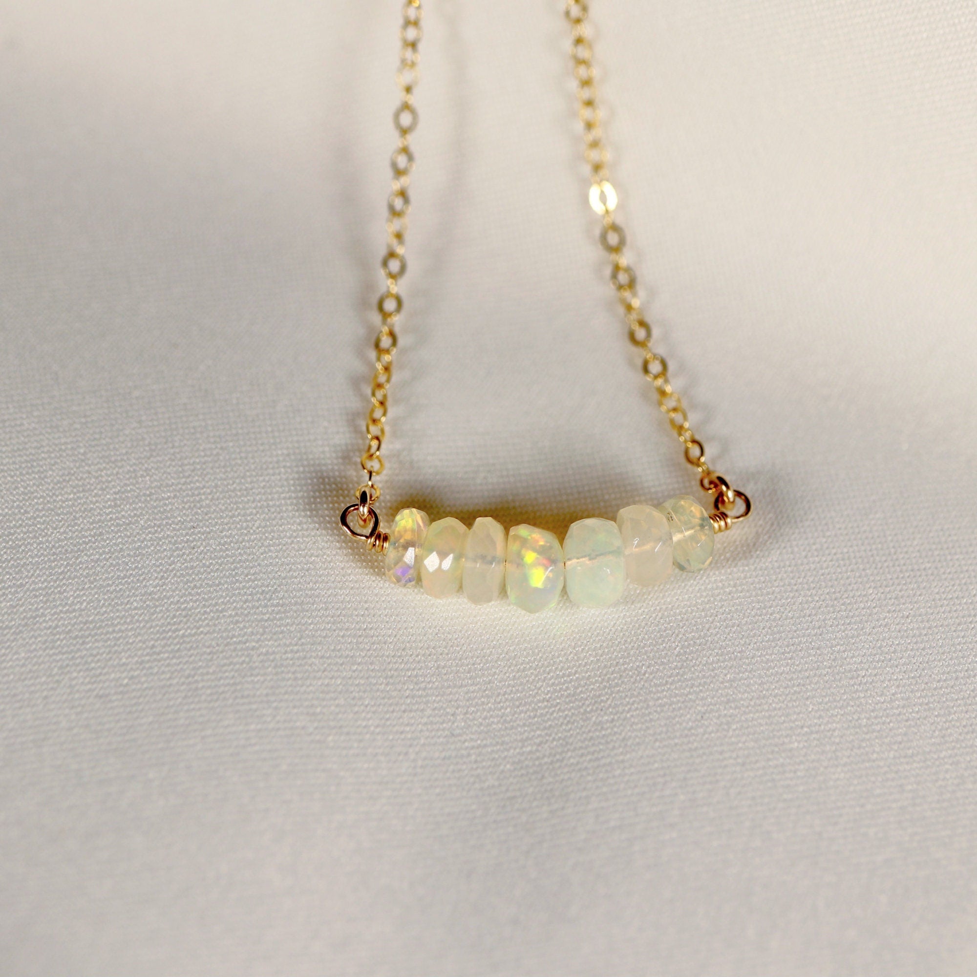 Genuine Welo Opal Bar Necklace - Melt'm Jewelry