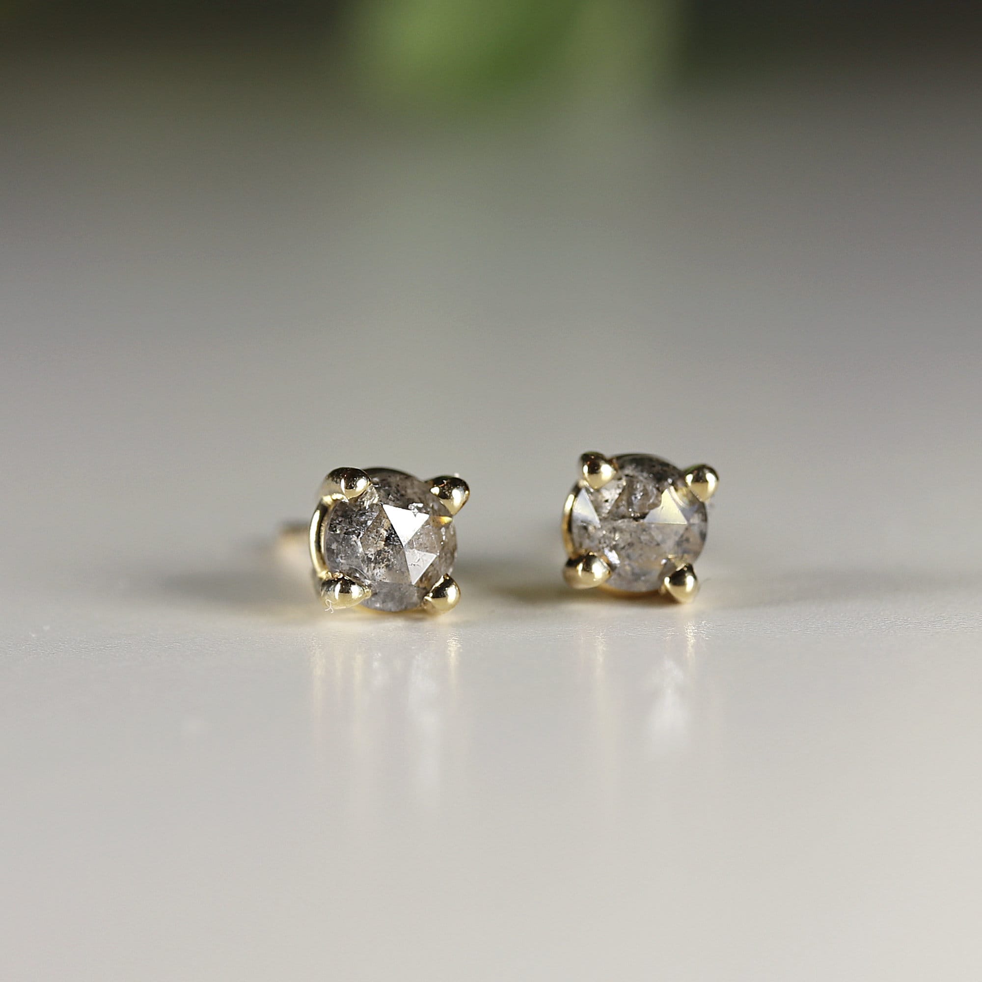 4mm Salt and Pepper Diamond Stud Earrings