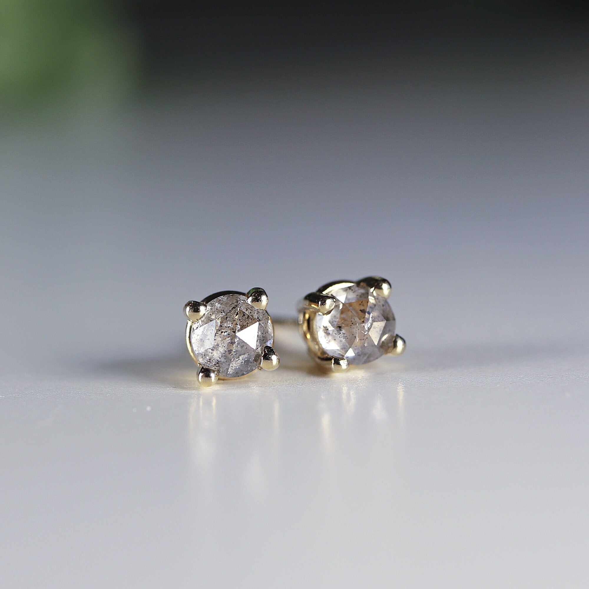 4mm Salt and Pepper Diamond Stud Earrings