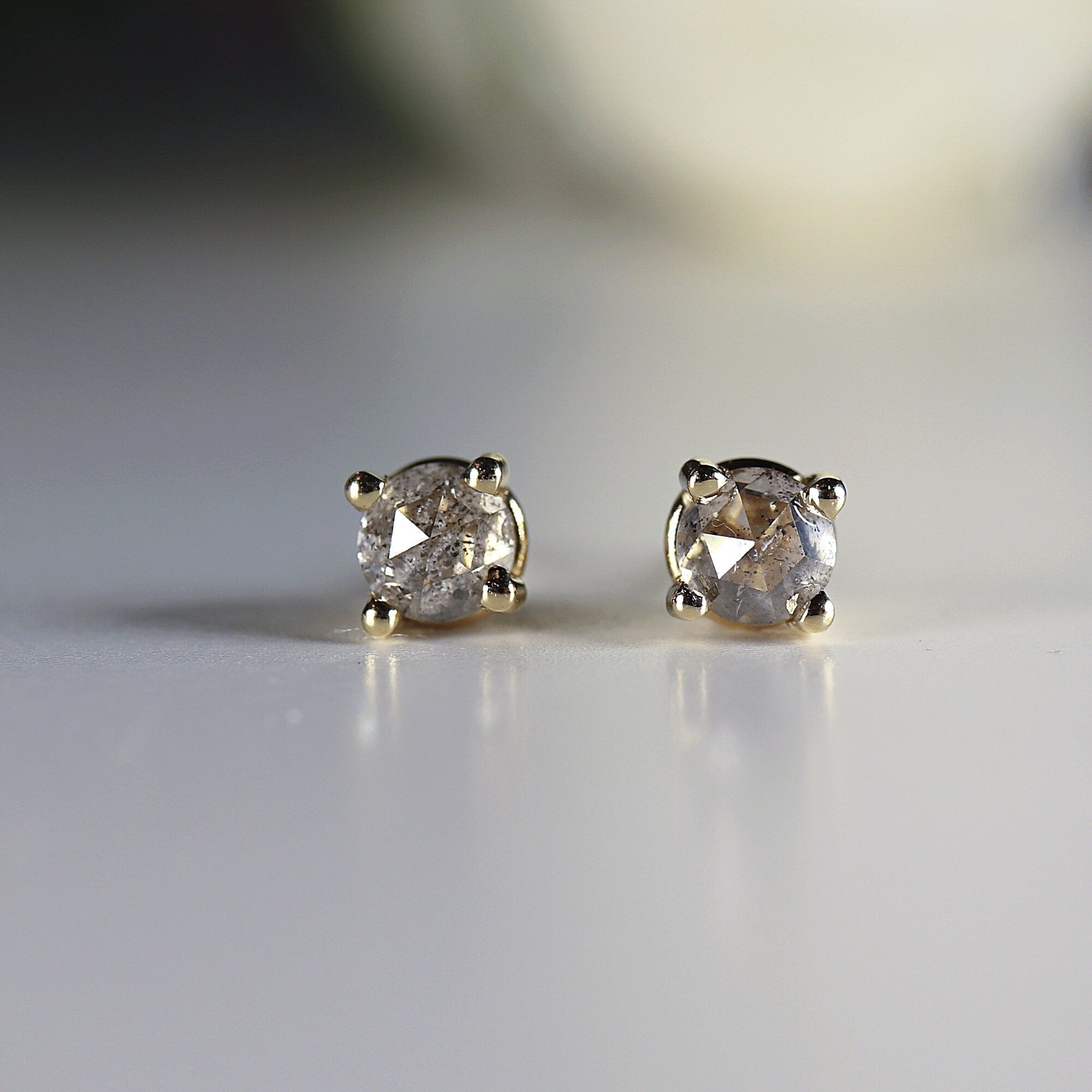 4mm Salt and Pepper Diamond Stud Earrings