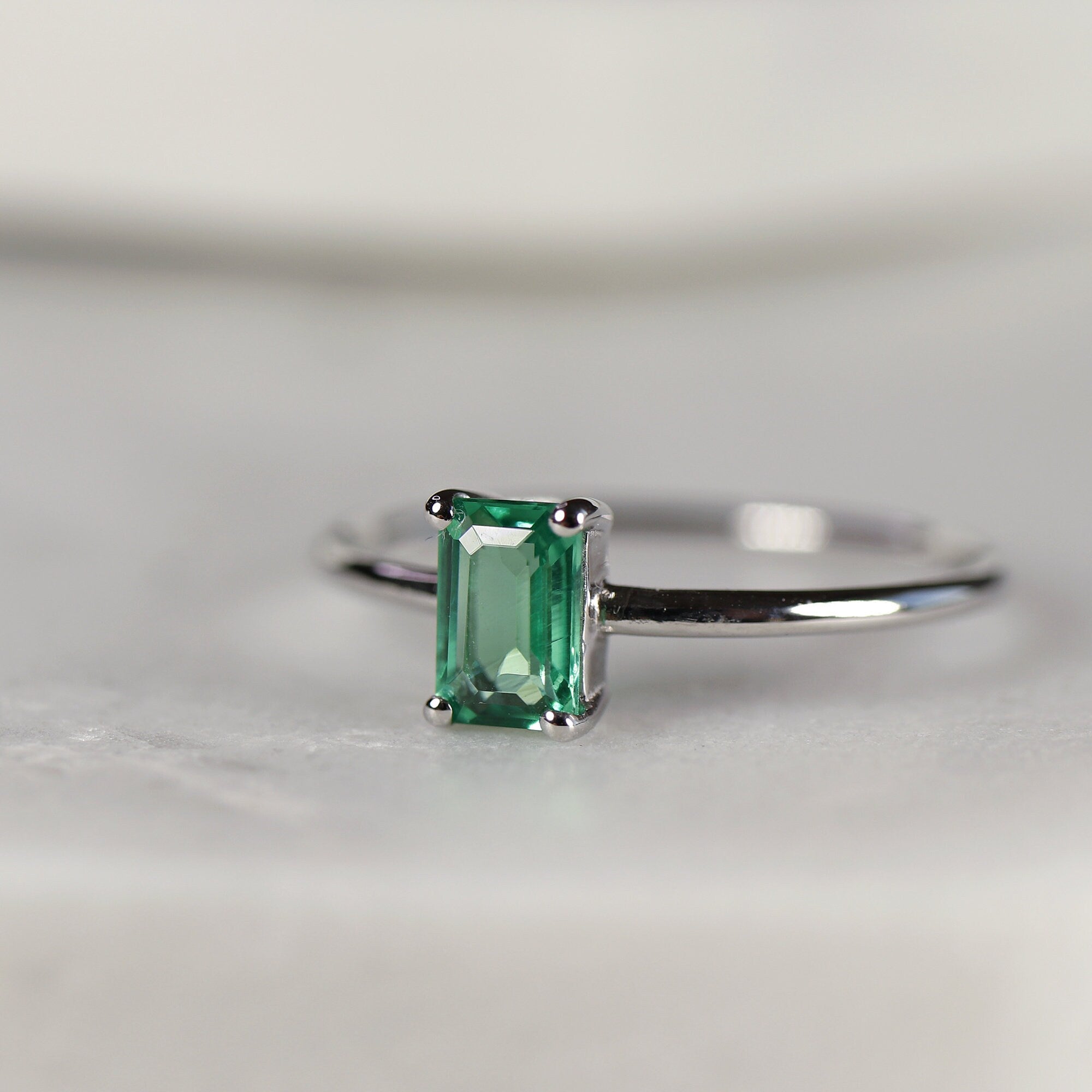 Emerald Engagement Ring 14k Gold