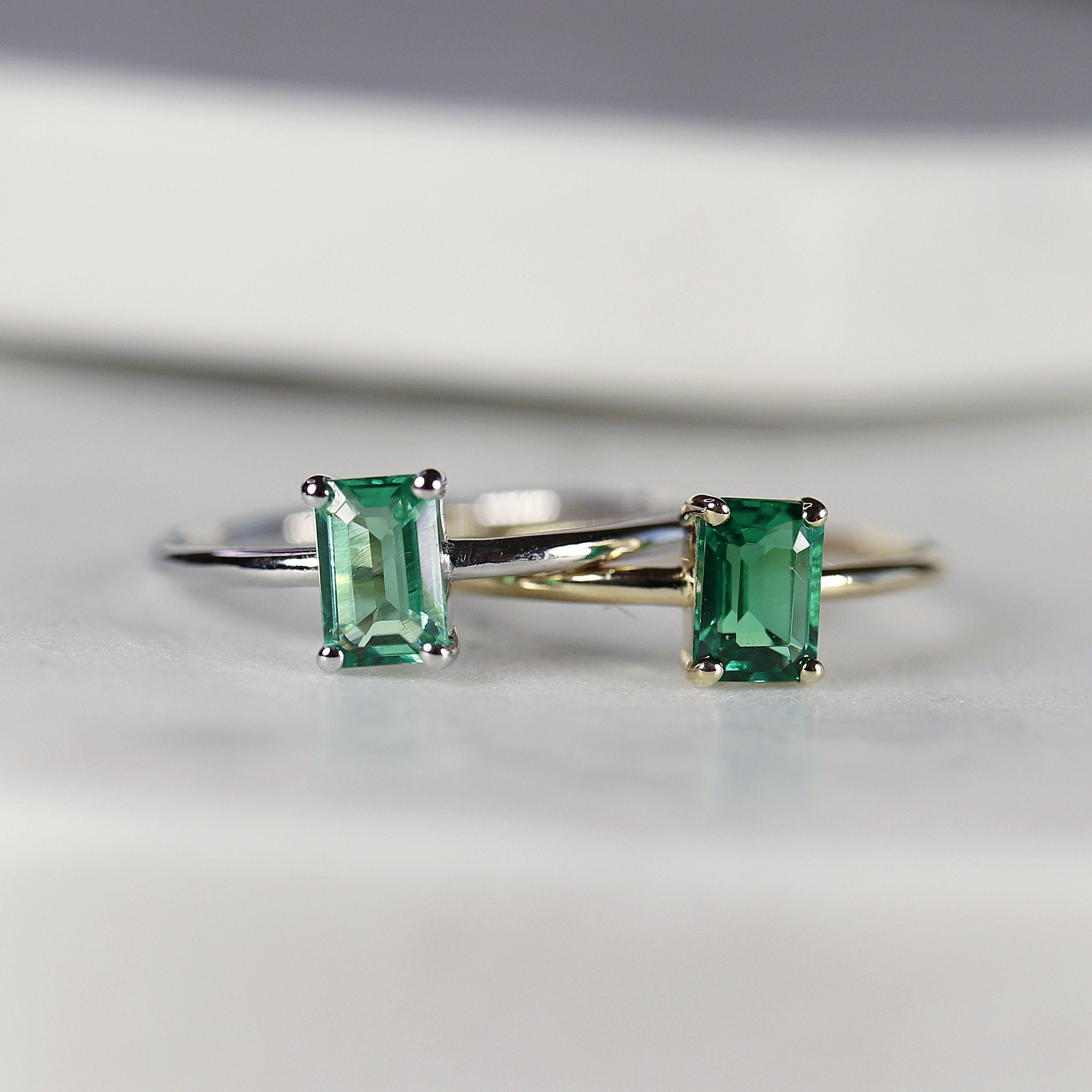 Emerald Engagement Ring 14k Gold - Melt'm Jewelry