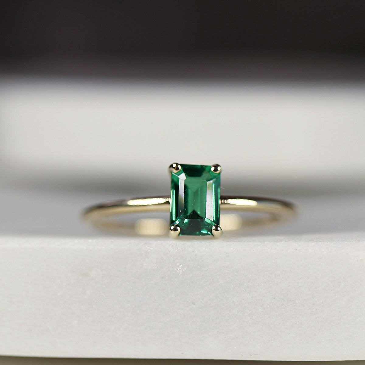 Emerald Engagement Ring 14k Gold