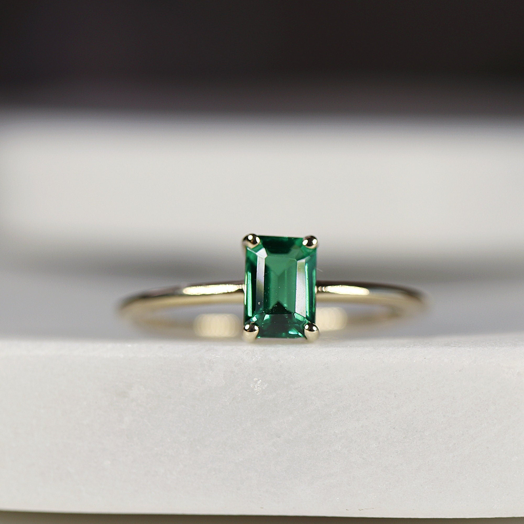 Emerald Engagement Ring 14k Gold - Melt'm Jewelry