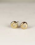 Rustic Diamond Pebble Stud Earrings 14k Solid Gold