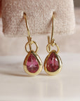 18k Gold Pink Tourmaline Earrings