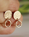 Open Circle and Dot Dangle Studs Earrings