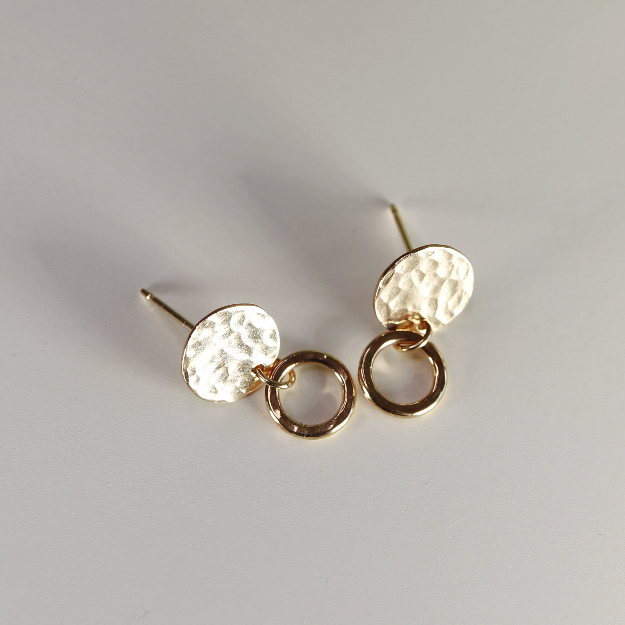 Open Circle and Dot Dangle Studs Earrings