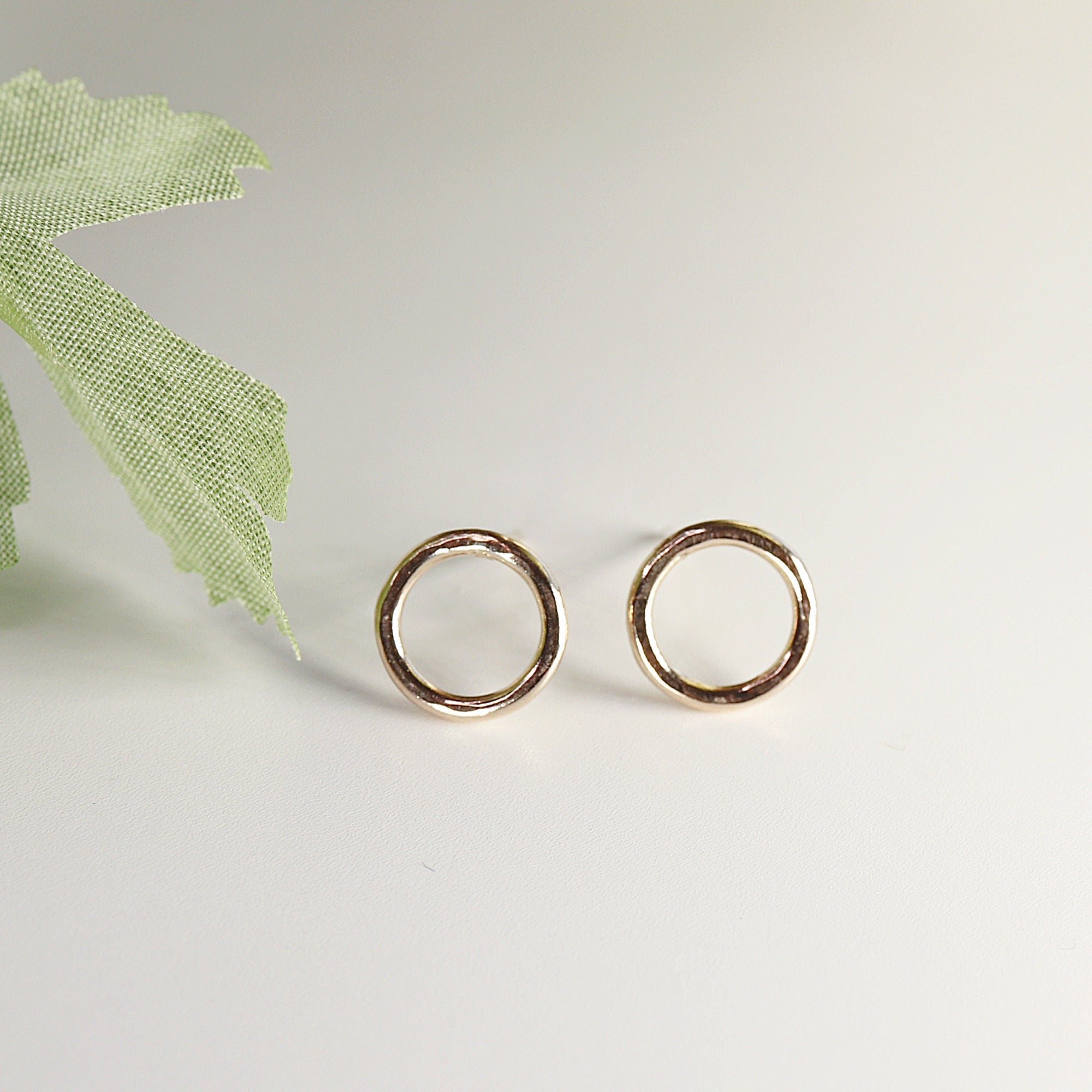 Tiny Gold Open Circle Stud Earrings