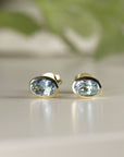 Aquamarine Stud Earrings 14k Solid Gold