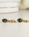 14k Solid Gold Green Tourmaline Chain Earrings