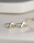 14k Solid Gold Chevron Stud Earrings