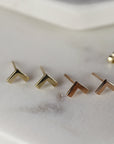 14k Solid Gold Chevron Stud Earrings - Melt'm Jewelry