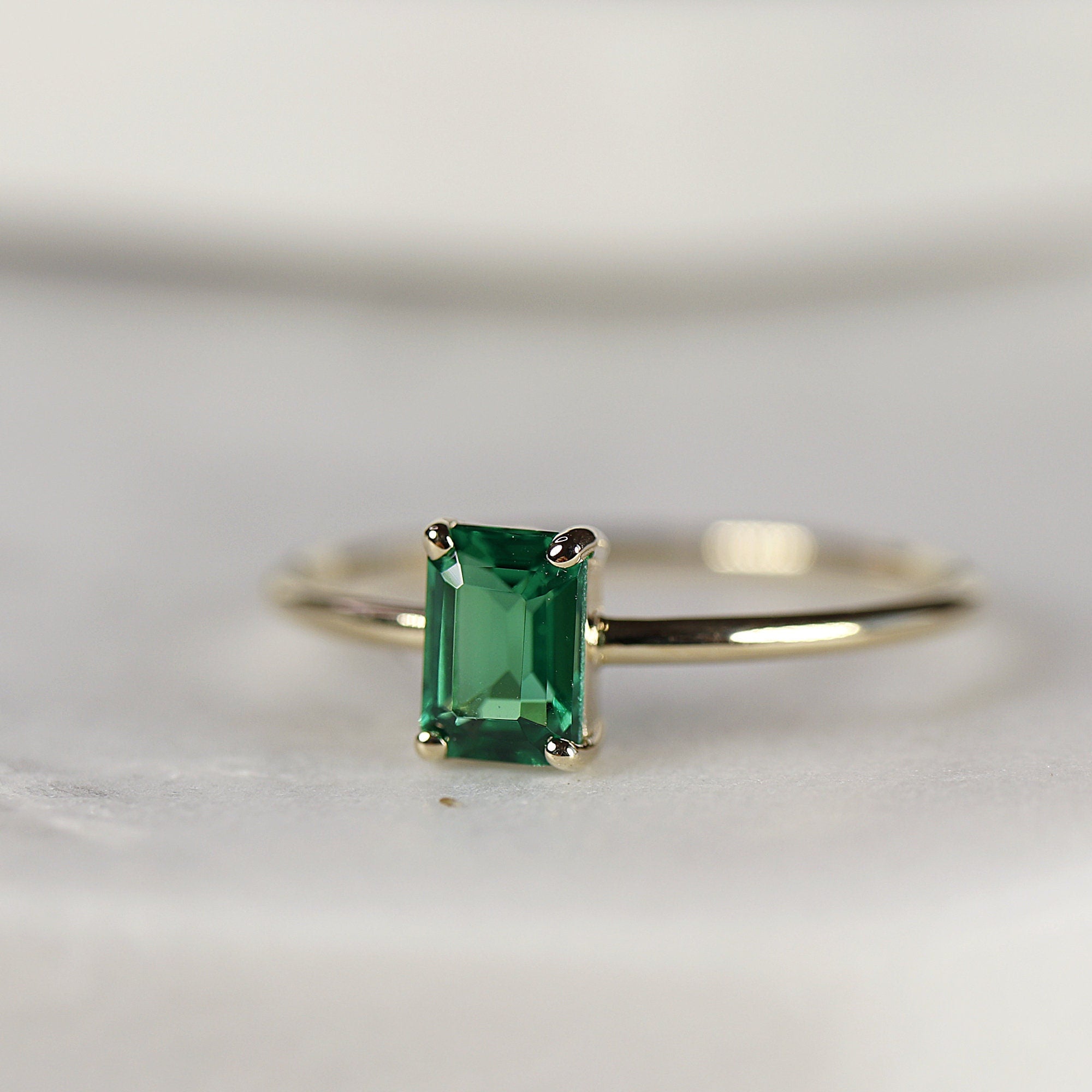 Emerald Engagement Ring 14k Gold - Melt'm Jewelry