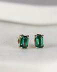 14k Gold Emerald Cut Emerald Stud Earrings - Melt'm Jewelry