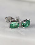 14k Gold Emerald Cut Emerald Stud Earrings - Melt'm Jewelry