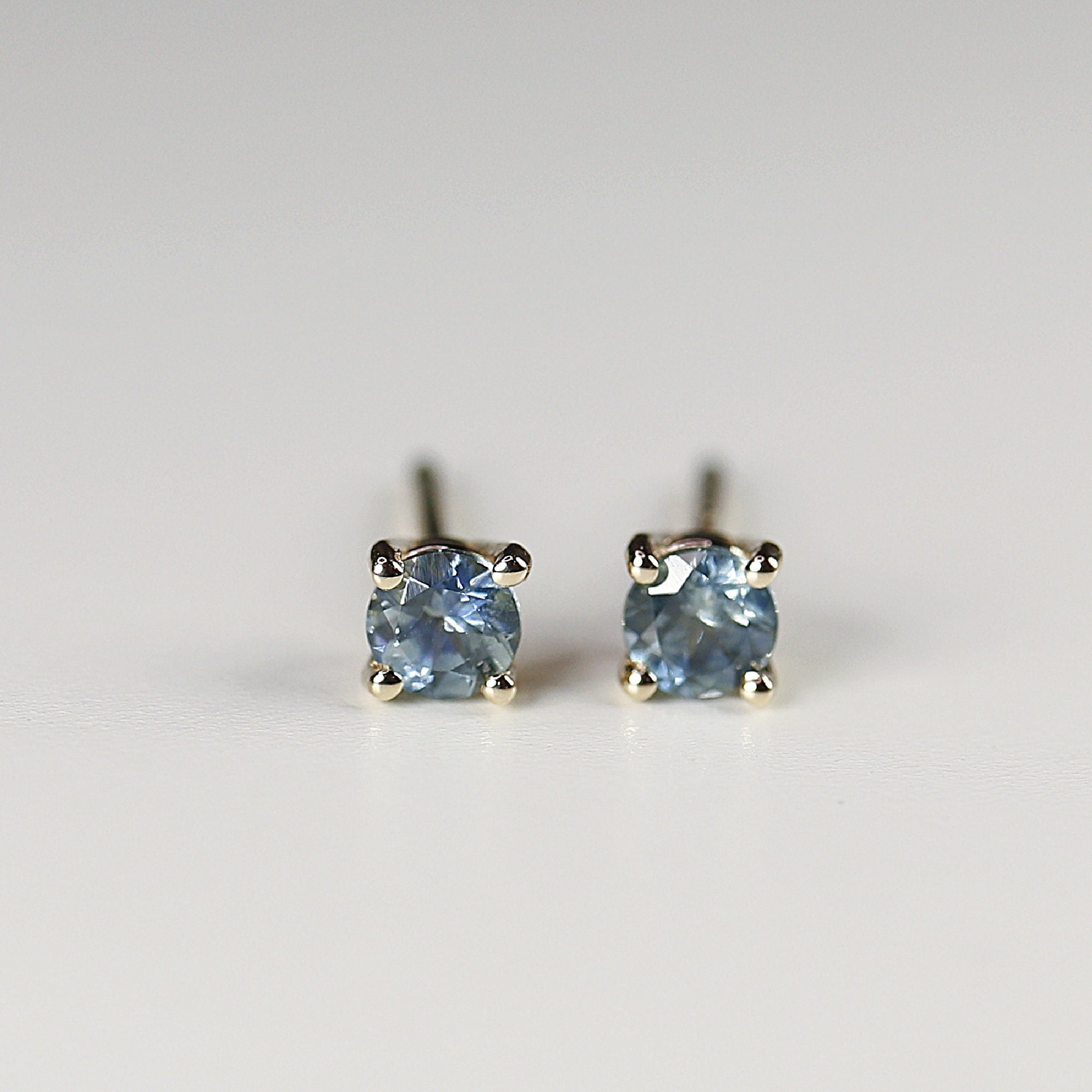 Blue Montana Sapphire Earrings 14k Gold