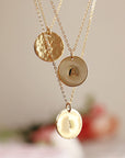 Custom Initial Necklace Gold Filled – Hand Stamped Hammered Coin Necklace, Personalized Mother Gift, Bridesmaid Jewelry - Melt'm Jewelry