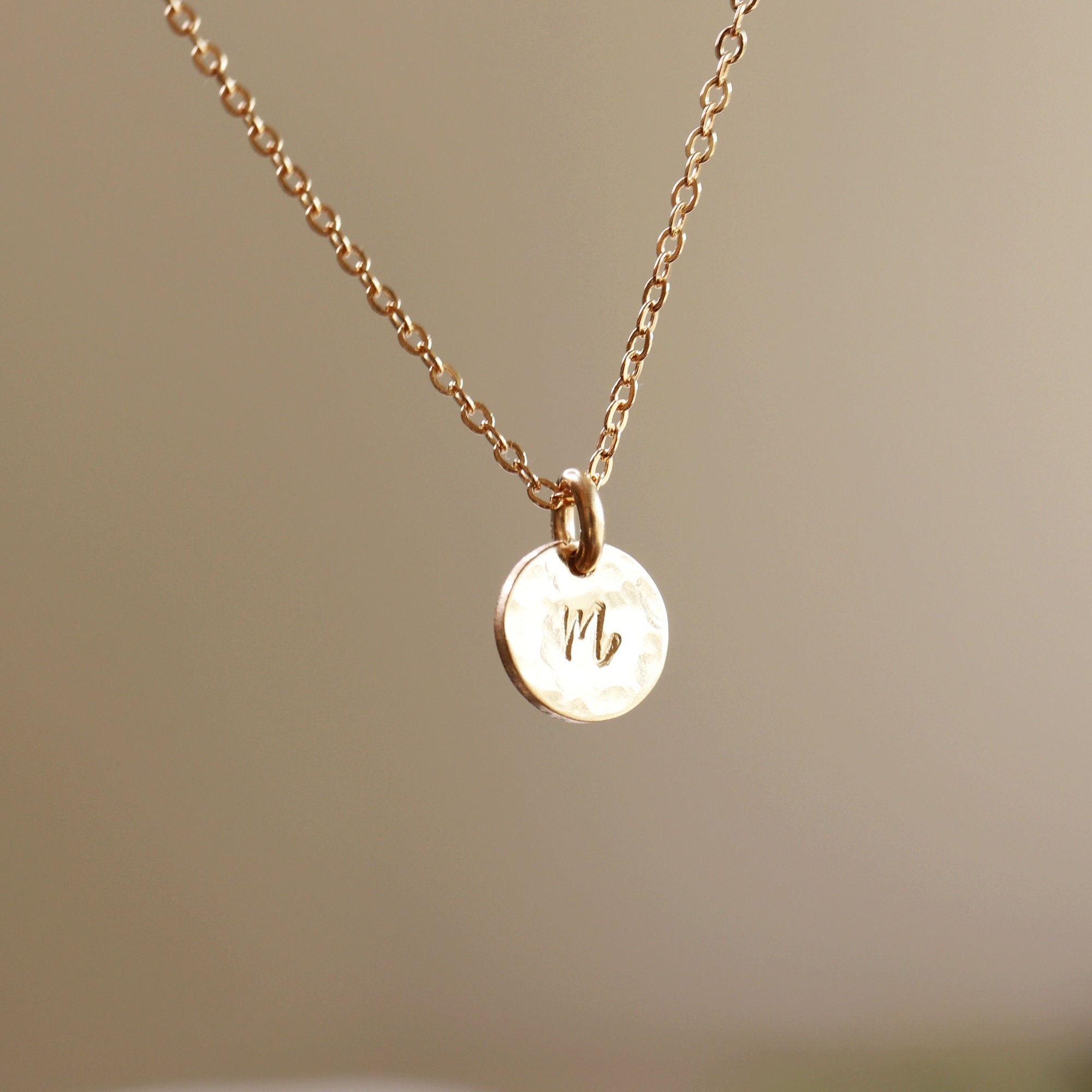 Dainty Initial Necklace Gold Filled, Hand Stamped Initial Necklace