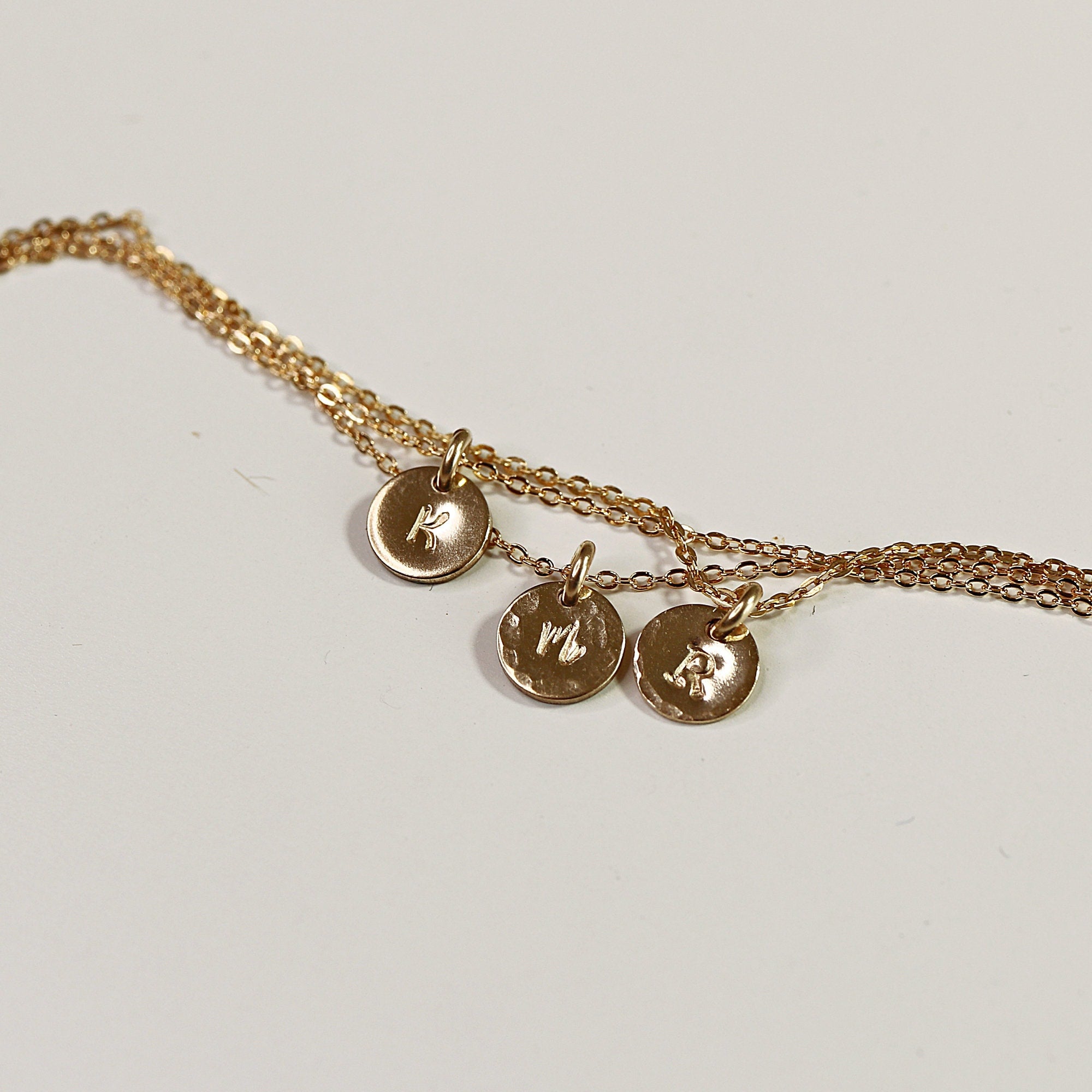 Dainty Initial Necklace Gold Filled, Hand Stamped Initial Necklace - Melt'm Jewelry