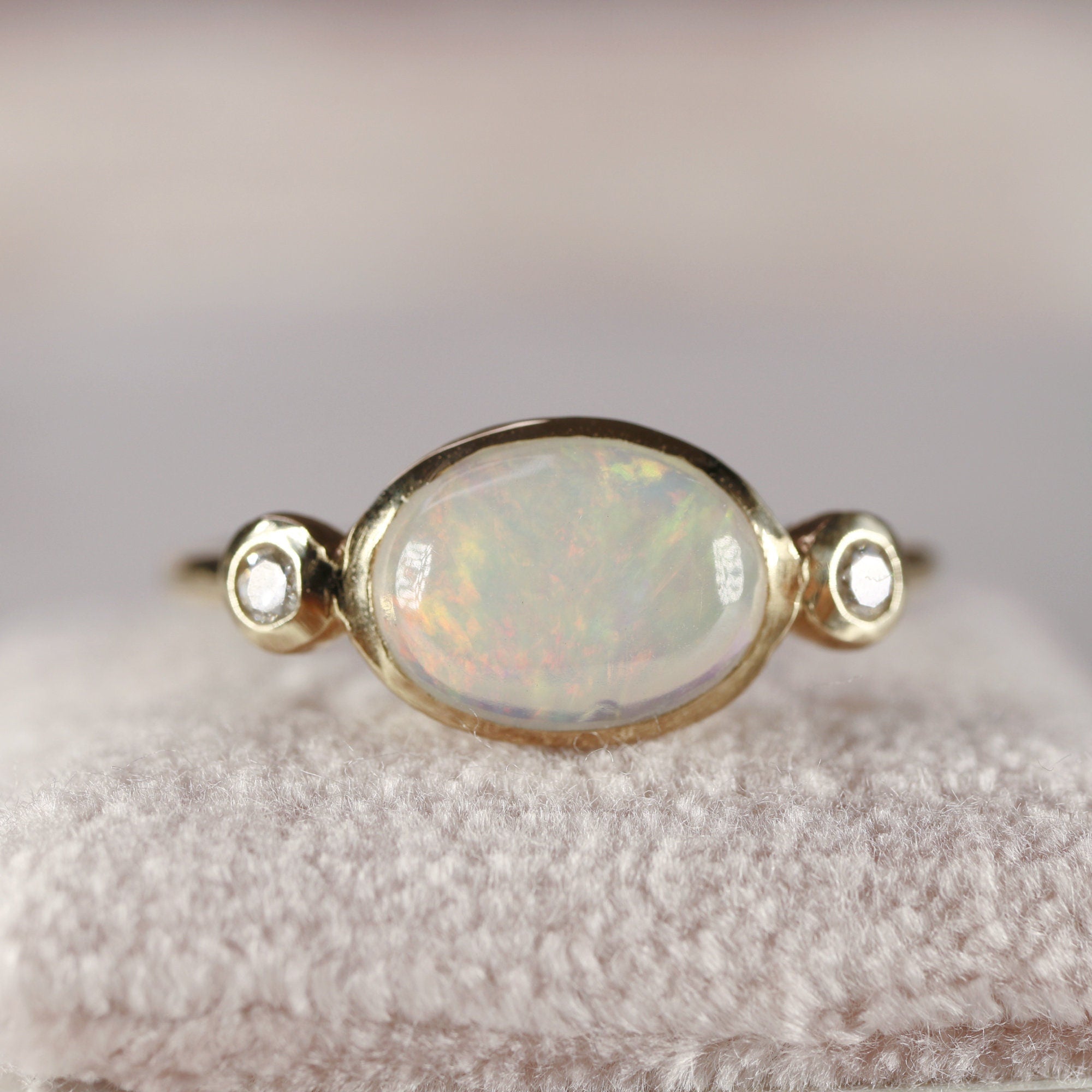 14k Gold Opal and Diamond Ring