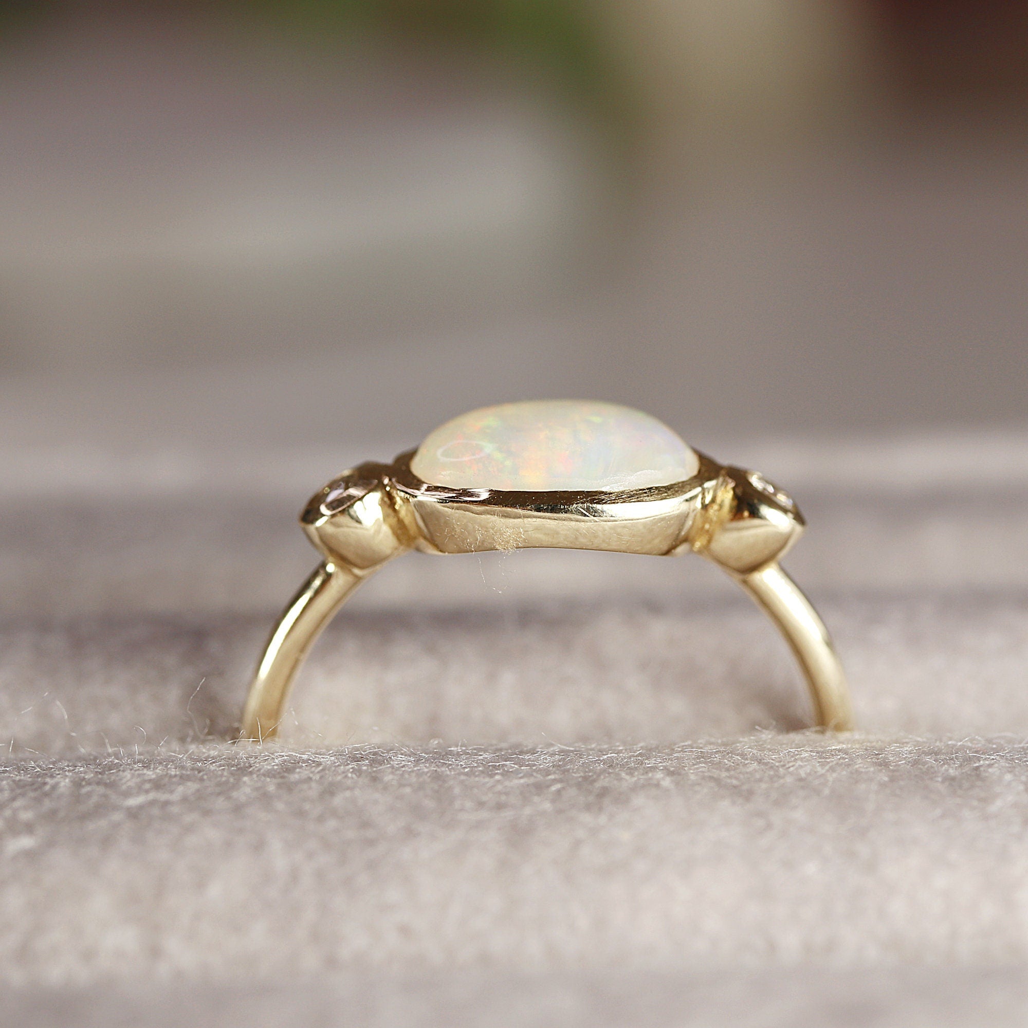 14k Gold Opal and Diamond Ring