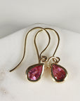 18k Gold Pink Tourmaline Earrings