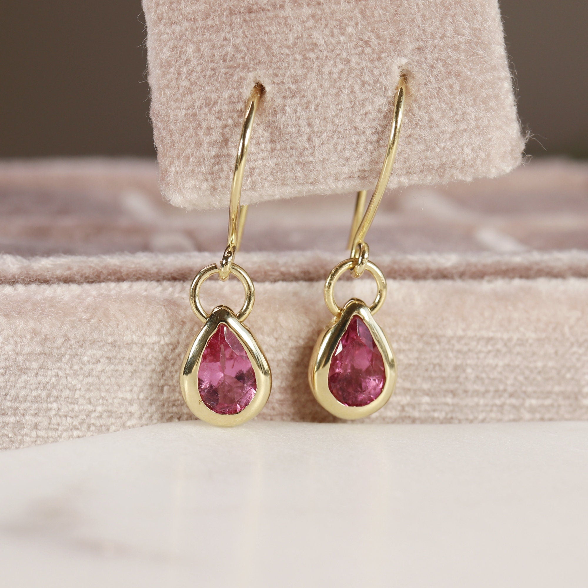 18k Gold Pink Tourmaline Earrings - Melt'm Jewelry