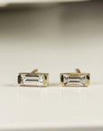 Baguette Diamond Stud Earrings 14k Gold