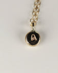 14k Solid Gold Rustic Pebble Initial Necklace