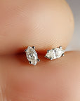 Marquise Diamond Stud Earrings, 0.14 ct VS Diamond Earrings 14k Solid Gold