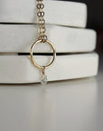 Diamond Briolette Necklace in 14k Solid Yellow Gold