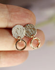 Open Circle and Dot Dangle Studs Earrings