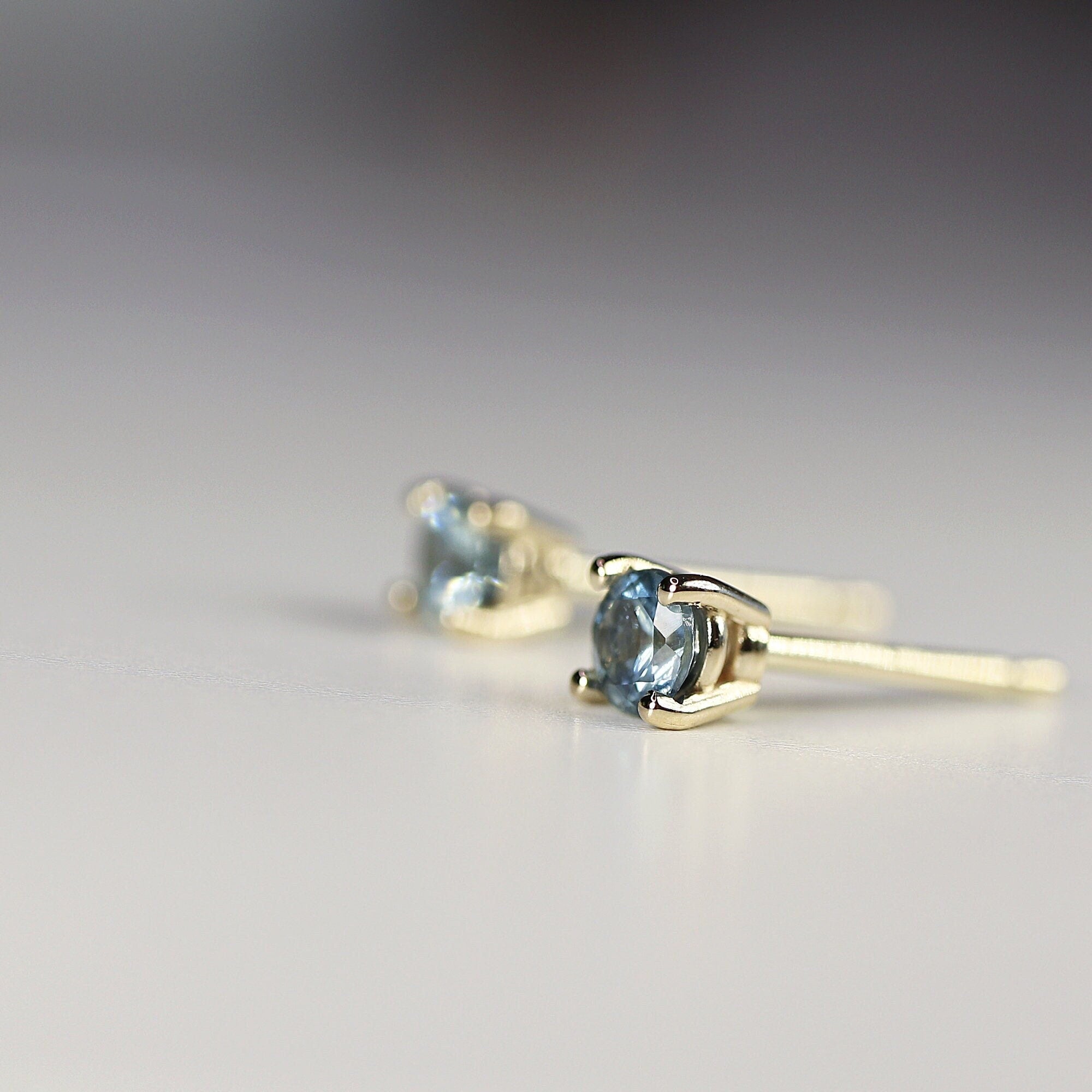 Blue Montana Sapphire Earrings 14k Gold