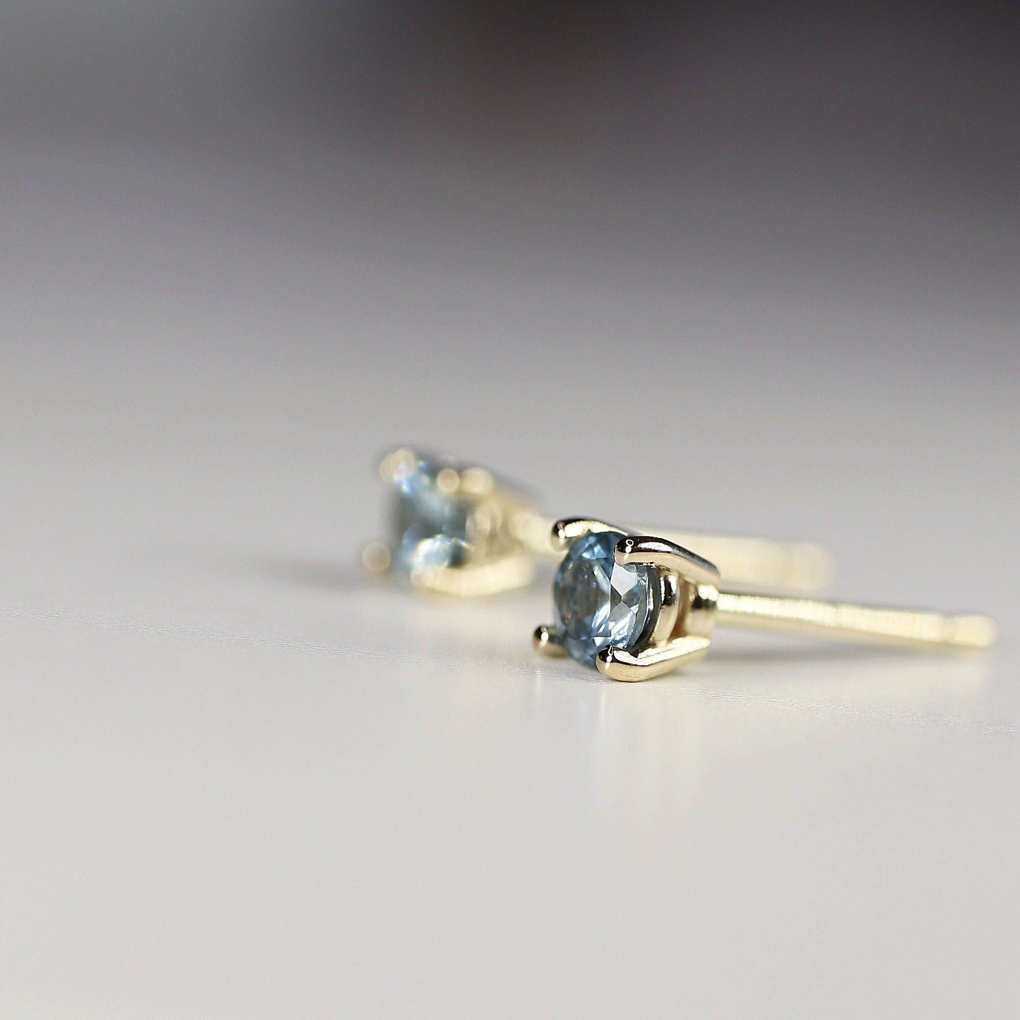 Blue Montana Sapphire Earrings 14k Gold - Melt'm Jewelry
